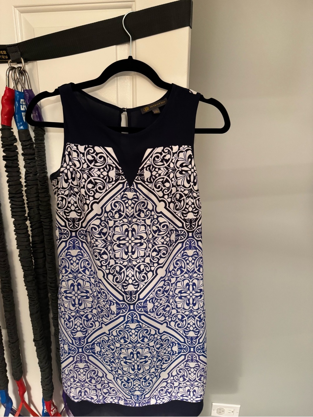 Outback Red Navy Floral Sleeveless Shift Dress